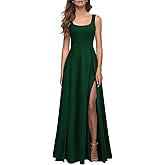 MUSHARE Women's Square Neck Sexy Split Cocktail Party Maxi Long Formal Dress