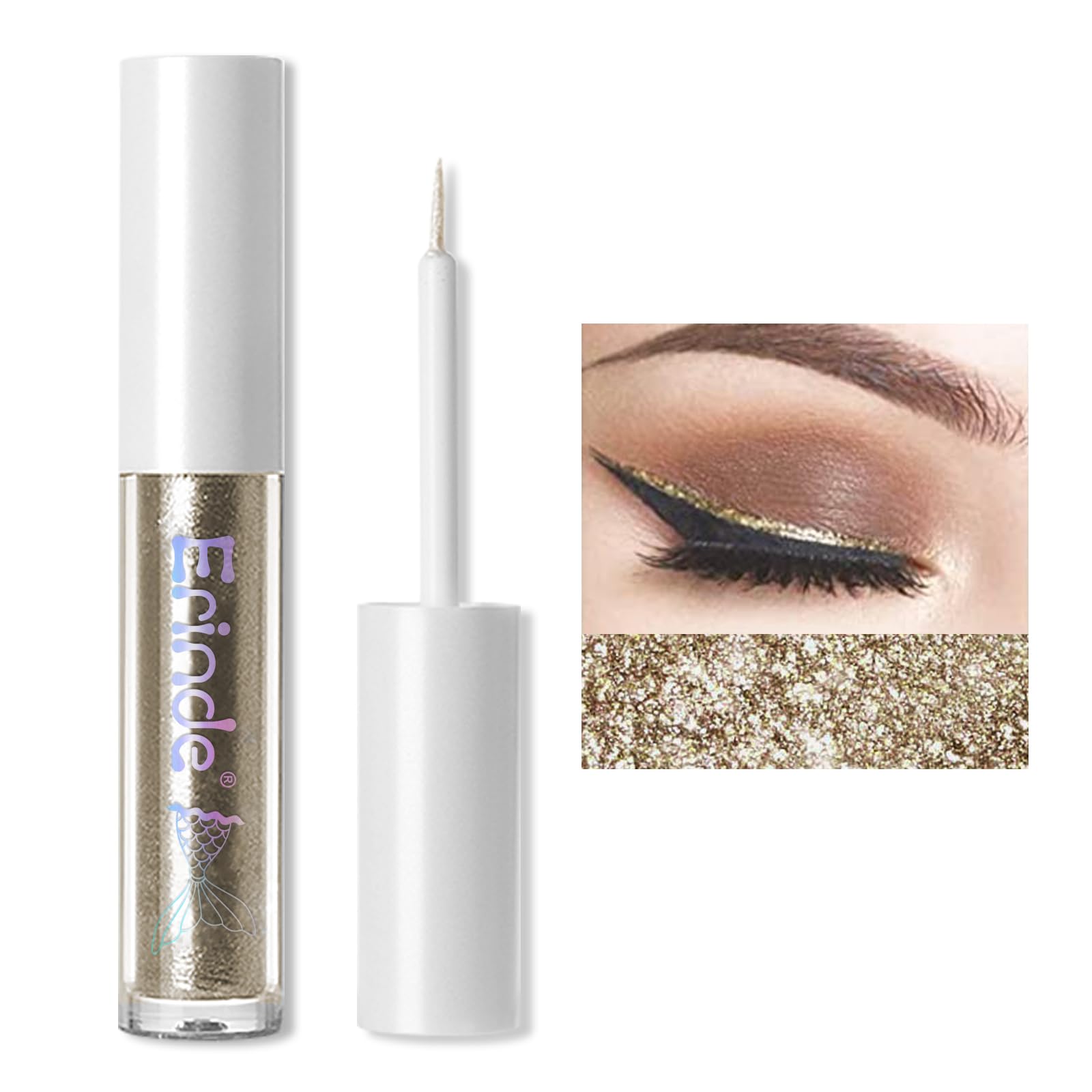 Erinde Liquid Glitter Eyeliner, Metallic Shimmer Glitter Eyeshadow liner, High Pigment Colored Eyeliner Stickers, Waterproof Long Lasting for Women #03
