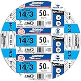 Southwire 63946822 50' 14/3 with ground Romex brand SIMpull residential indoor electrical wire type NM-B, White