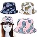 Dealzip Inc? Ladies Women Summer Headwear Pineapple pattern Wide Rim Flat Fishing Bucket Hat-White