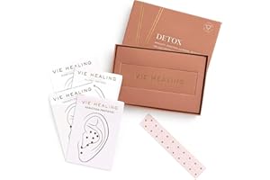 Vie Healing 24k Gold Ear Seeds with Ear Chart - Ear Seed Acupressure Kit for Reflexology and Energy Flow - Acupressure Ear Seeds for Immune System Booster, Allergies, & Digestive Health - (Detox)