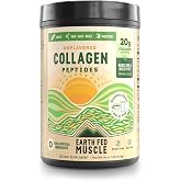 Earth Fed Muscle Collagen Peptides, Unflavored, 23 Servings | Third-Party Certified, 20g Protein, Grass Fed, Non-GMO, Hormone Free, Gluten Free, Multi-Type