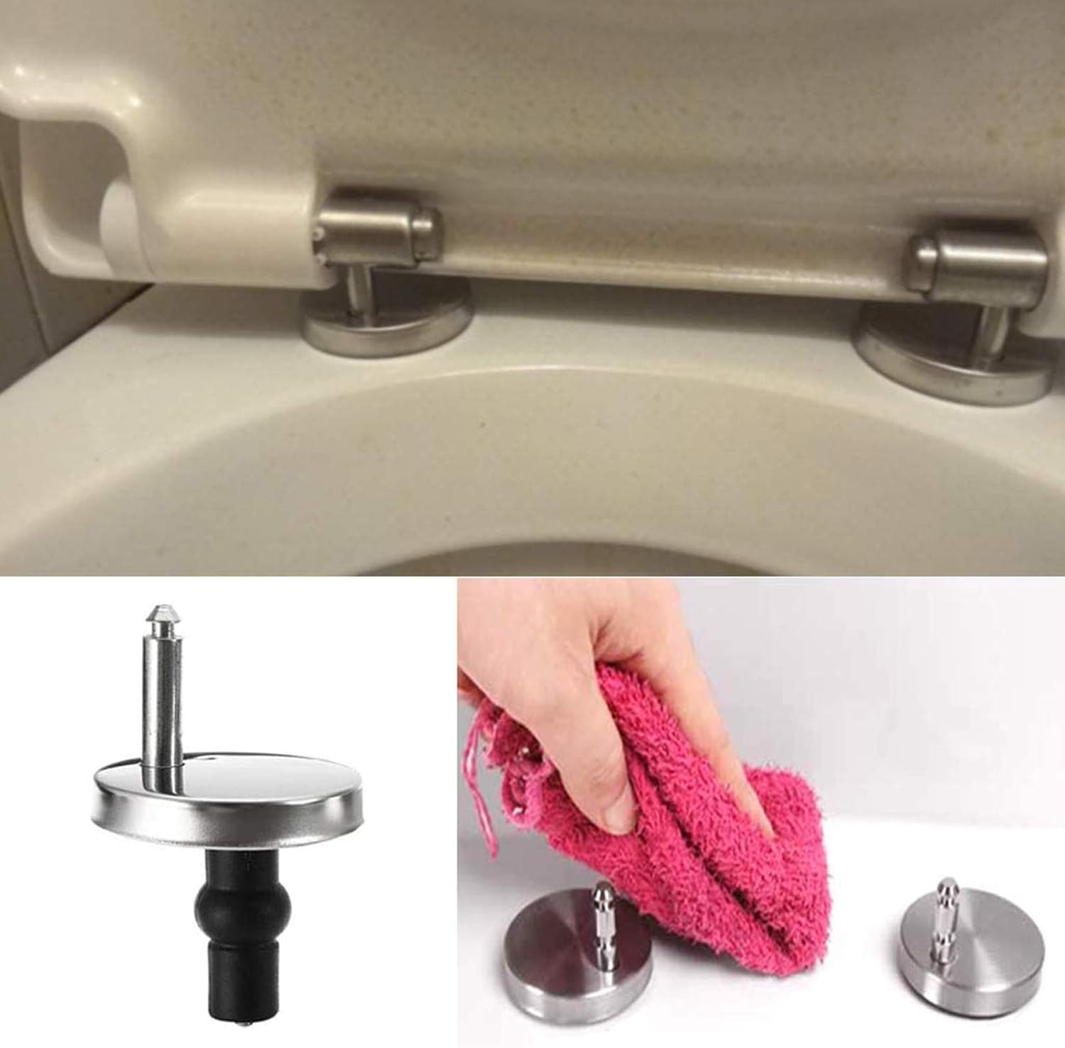 Toilet Seat Hinge Fixing Kit – 2 Pack Top-Mount Expansion Screws With Rubber Bungs & Stainless Steel Bolts (48mm X 4.6mm) For Back-to-Wall & Standard Seats