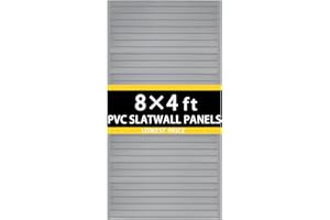 HUZJIEHUI 4'H x 4'W PVC Slatwall Panels Garage Wall Storage System, White Slat Wall Paneling Garage Organizers (Grey, 8x4)
