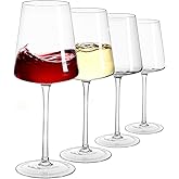Imourari Crystal Wine Glasses Set of 4-13.5oz Clear Lead-Free Hand Blown Long Stem Square Red Wine Glasses with Gift Box for Christmas Wedding Birthday Party
