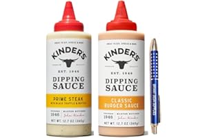 Kinder's Prime Steak Dipping Sauce 12.7 oz And Kinder's Classic Burger Dipping Sauce 12.7oz, Packaged with BRYANT DESAI SUPPLIES Pen