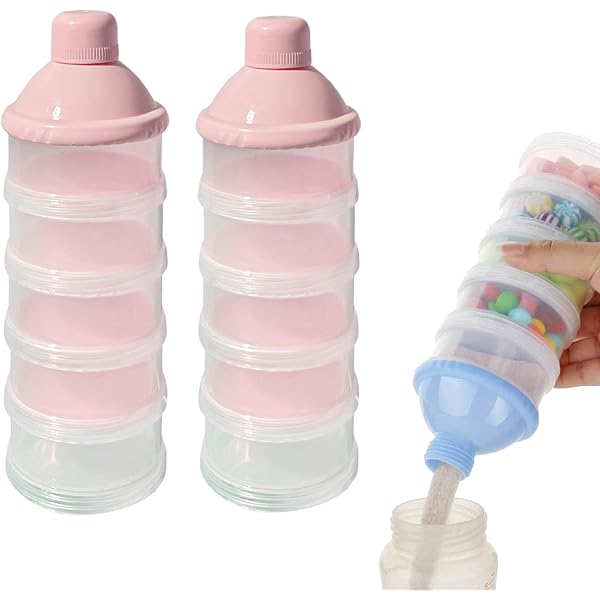 Distributeur De Lait En Poudre Portable - 5 Compartiments Empilables, Anti-déversement - Pour Voyage, Pique-nique