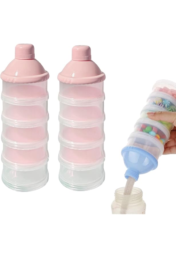 Distributeur De Lait En Poudre 5 Couches Empilables | Capacité 35-40 G Par étage | Portable, Anti-déversement | Pour Snacks, Céréales, Voyages Bébé - 6