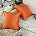 CaliTime Pack of 2 Silky Throw Pillow Covers Cases for Couch Sofa Bed Modern Light Weight Dyed Striped 18 X 18 Inches Orange