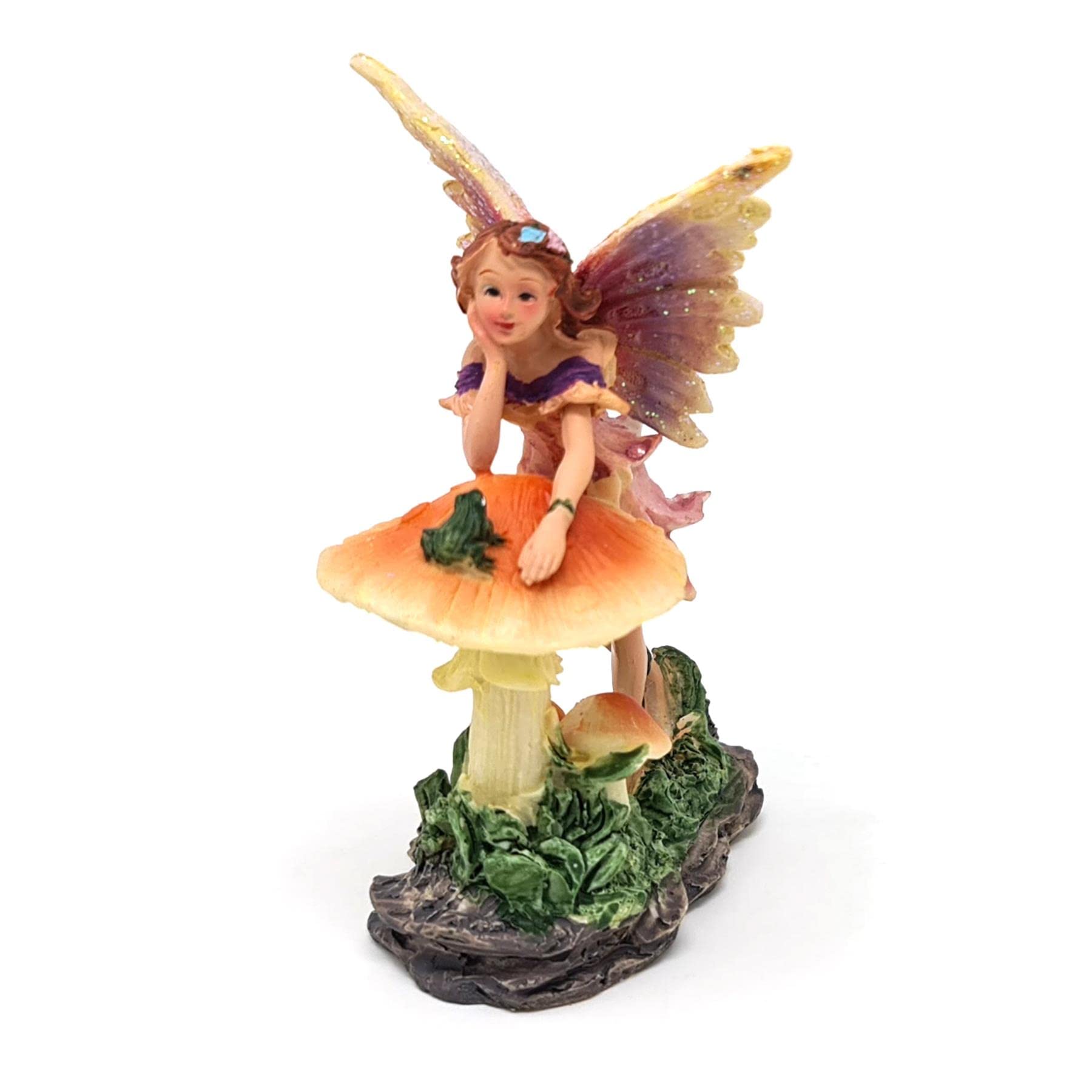 Puckator Sweet Flower Fairy Leaning On Toadstool Magical Home and Garden Ornament (Frog & Fairy Toadstool)