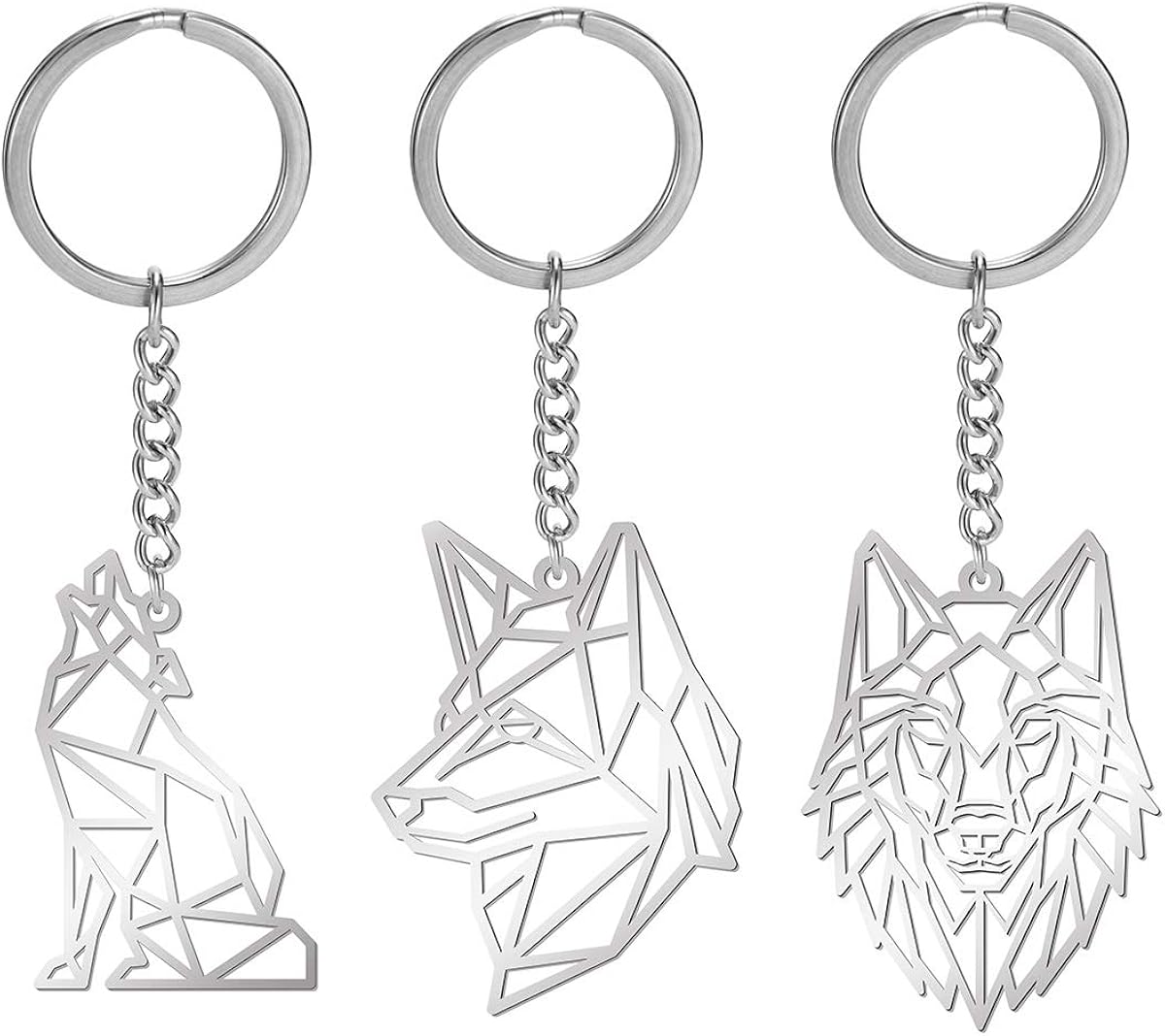 VASSAGO Stainless Steel Hollow Out Animal Keychain Backpack Car Purse Keys Accessories Purse Charm Key Ring for Men and Women (3 pcs