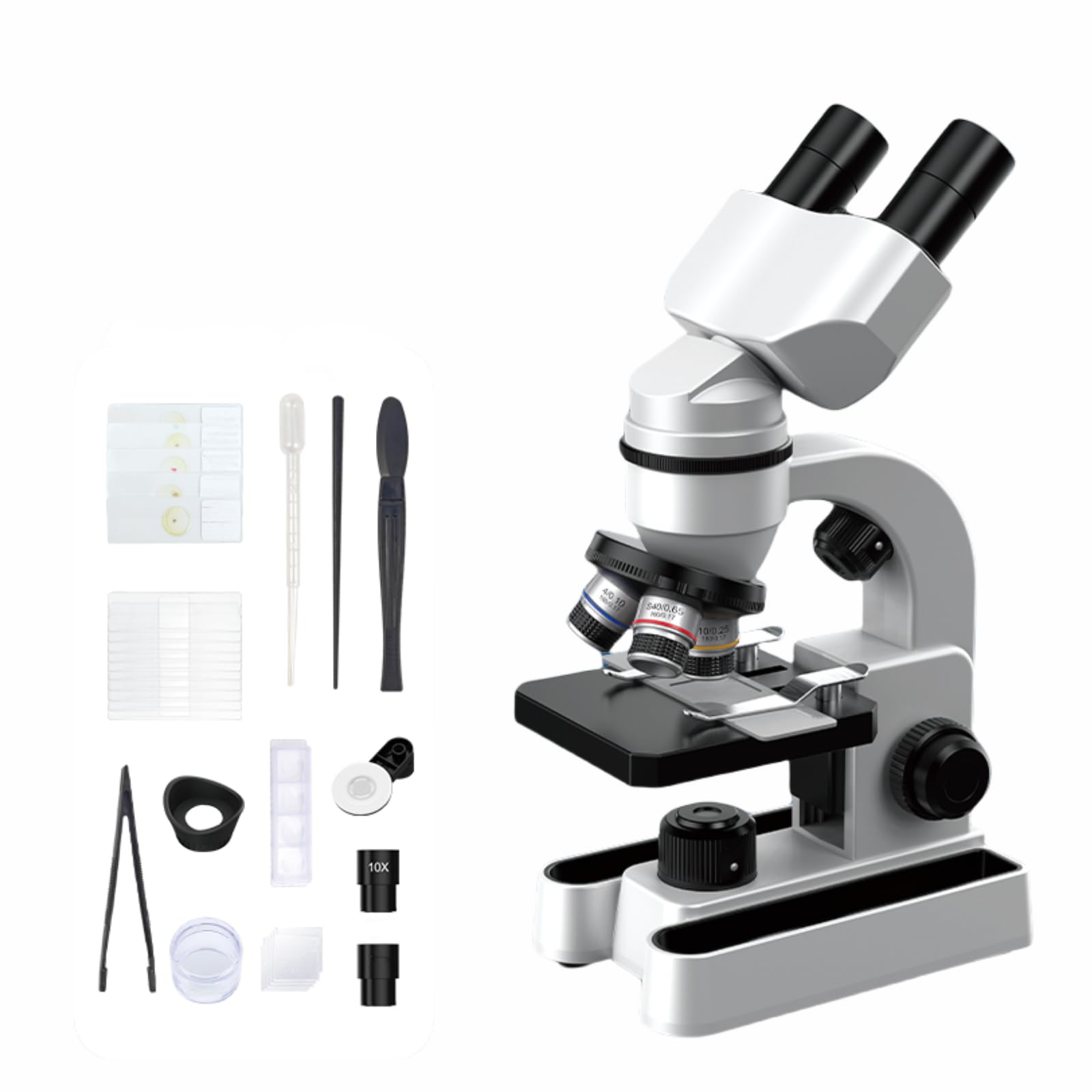 Photo 1 of Microscope-40-1600X Magnification,Biological Educational Microscope for Students,with Phone Clip,Biological Specimen and Fill Light (2)
