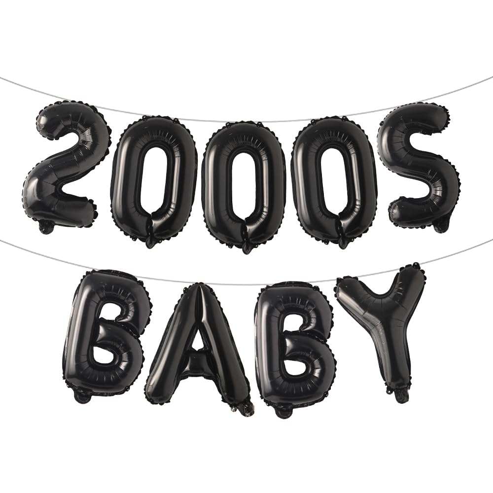 Photo 1 of 2000s Baby Party Decor Y2K Early 2000s Party Backdrop Banner Y2k Pink Party Backdrop Foil Balloons Y2k Balloons Birthday Party Decor Supplies (2000S BABY Black)