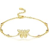 Palpitate Butterfly Bracelet for Women S925 Sterling Silver Irish Celtic Butterfly Jewelry Gift for Women Wife Her birthday Christmas Adjustable Chain