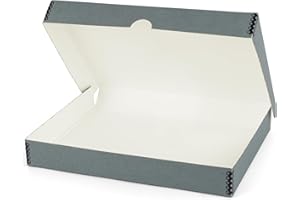 Lineco Folio Storage Box, Clamshell Design with Metal Edge. 11.5x17.5x1.75 Inches, Archival Boxboard, Preserve Photos, Cards,