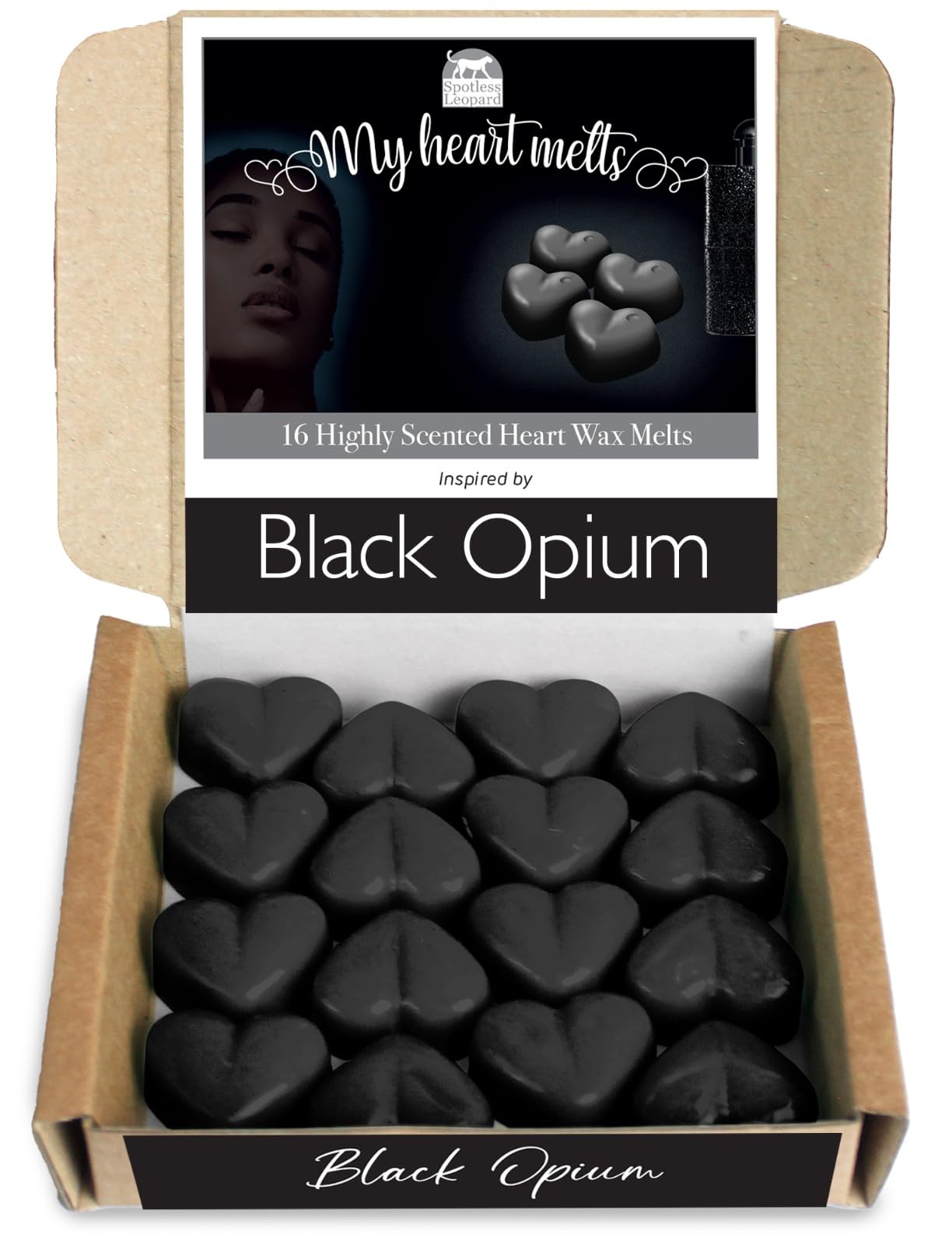 Black Opium Wax Melts: 16 pcs x 5g Heart Shaped Scented Wax Melts Inspired by Black Opium