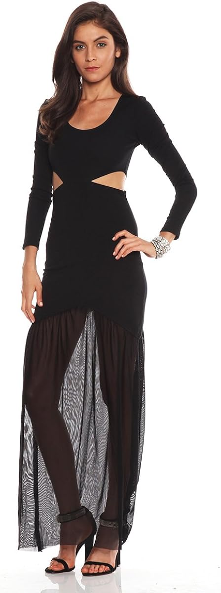 sheer overlay maxi dress