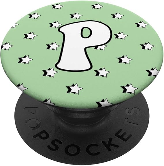 Amazon Com Aesthetic Pastel Light Green With Stars And Letter P Popsockets Grip And Stand For Phones And Tablets