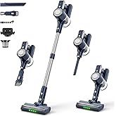 Cordless Vacuum Cleaner, Powerful Suction Vacuum Cleaners for Home, Anti-Tangle Pet Hair Brush,Rechargeable, Self-Standing, Green LED Headlight, 6-in-1 Stick Vacuum for Carpet Hardwood Floor-Dark Blue