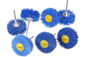 Mixiflor 7 Pack Abrasive Nylon Wheel Brush for Drill with 1/4" Shank, (80 120 180 240 320 400 600 ) Grits, Nylon Abrasive Wheel Perfect for Removal of Rust/Corrosion/Paint