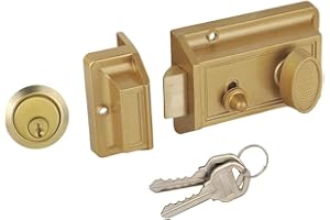 Sumbin Night Latch Lock Zinc Cylinder with Latch Bolt Gold Finish