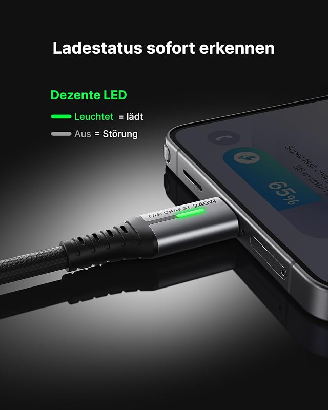 240W USB C Kabel, [2Stück 2m] PD Schnellladekabel USB C auf USBC Kabel