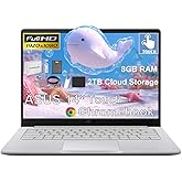 ASUS 14" FHD Touchscreen Students Chromebook, Intel Celeron N4500 (> i3-1115G4), 8GB RAM, 2TB Cloud Storage, 160GB Storage (128GB eMMC + 32GB SD Card),Anti-Glare, Chrome OS,with 5ave 6-in-1 Kit