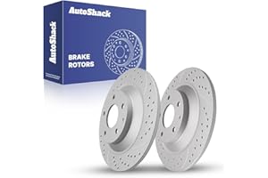 AutoShack Rear Solid Drilled & Slotted Coated Brake Rotors Silver Matte Finish 2-PC Set Replacement for 2013-2025 Mazda CX-5 