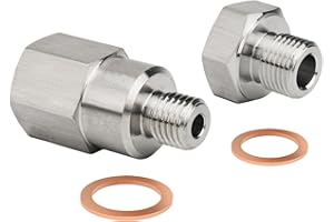 joytrace Stainless Steel Coolant Temperature Sensor Adapter M16 1.5 to 1/8 NPT,LS Swap Oil Pressure Sensor Adapter M12 1.5 to 3/8 NPT for All GM LS Engines LS1 LSX LS3 5.3L 6.0L 6.2L