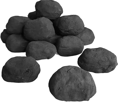 The Stove Wizard 10 Large Cast Ceramic Coals - Black Effect for Gas Bio Ethanol