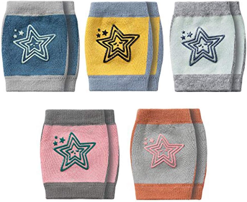 Unisex 5packs Cotton Baby Toddlers Kneepads Crawling Anti-Slip Knee Leg Warmers