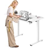 FLEXISPOT Adjustable Sewing Table with Flush Mount Sewing Machine Bed, Sewing Desk with Dual Adjustable Workspace, Electric Sewing Machine Table for Quilting, Crafting, Tailoring and Home Studio Use