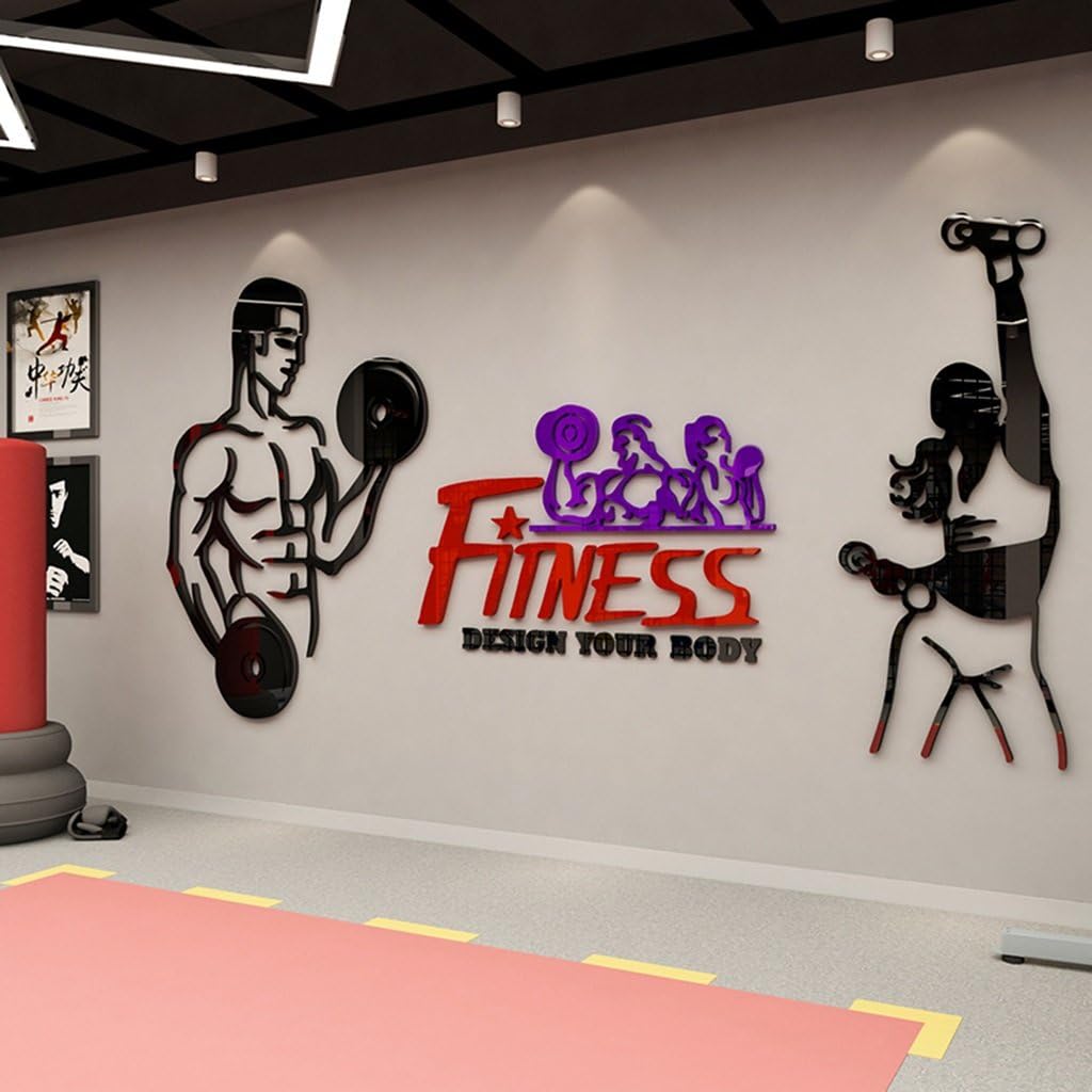 Wall Stickers DWW Gym Acrylic 3d Sports Room Background Wall decoration does not fall off (Color : B, Size : S)