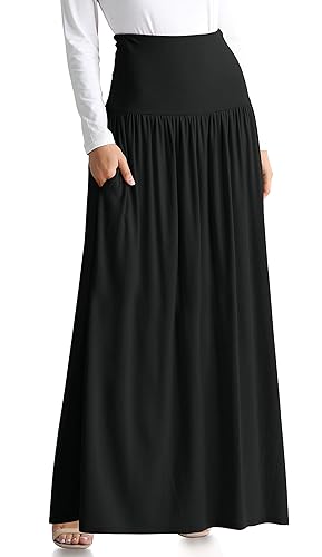 Black Skirts for Women Ankle Length Skirt Casual Long Skirt High