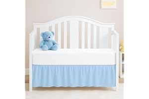 Light Blue Crib Bed Skirt- Perfect for Nursery Crib for Boys & Girls with a 14" Drop and Size 28x52