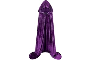 Sarfel Hooded Cloak Velvet Cape with Hood Halloween Capes Women Witch Costume Vampire Cloak Wizard Robe Men Cosplay Costume