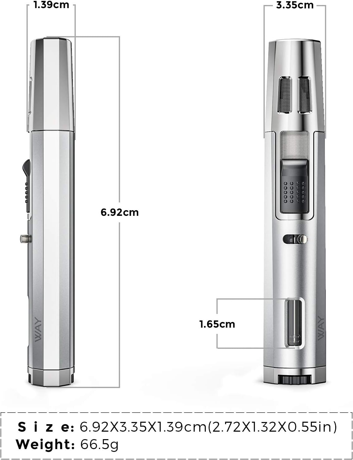 VVAY 2 Jet Flame Windproof cigar Lighter Adjustable Torch Fire Ignition lighter Gas Butane Refillable,Long Reach Lighter for BBQ Stove - Image 3