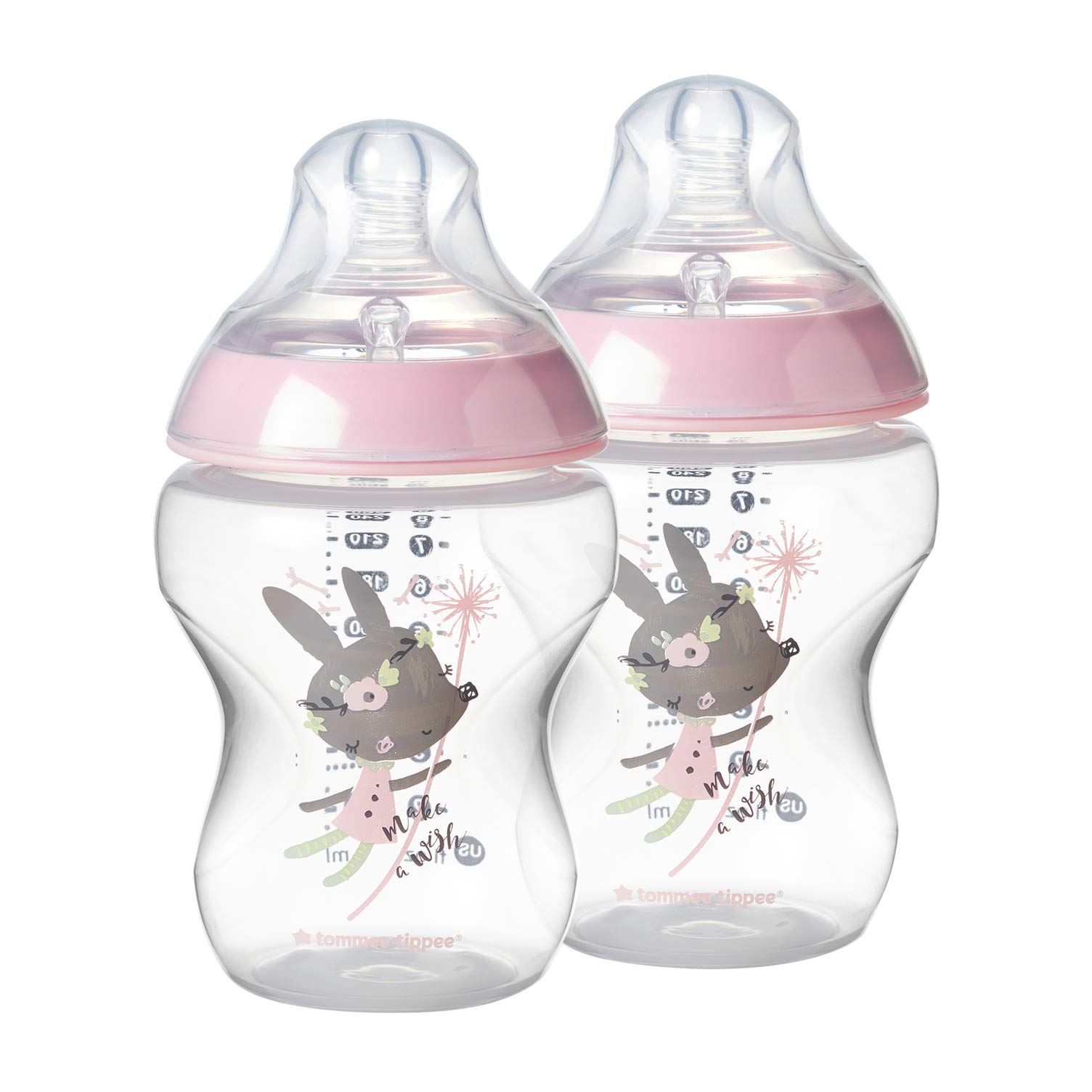 Tommee Tippee Closer to Nature Baby Bottles, Pink Slow Flow