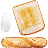 MMDW Toast Mouse Pad Kit-Wrist Support &amp; Baguette Keyboard Wrist Rest Set | Memory Foam Non-Slip Rubber Base, Fun and Realistic Computer Ergonomic Mouse Mat Desk Accessories for Laptop Computer Office
