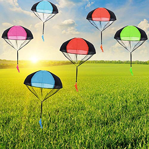 Fashionclubs Parachute Toys 6pcs Tangle Free Throwing Parachute Figures Skydive Parachutes Man Hand Throw Soldier Toss It Up and Watching Landing Outdoor Flying Toys for Kids Gifts