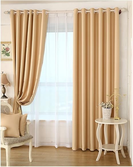 Papitmg Bedroom Solid Color Breathable Blackout Window Curtains