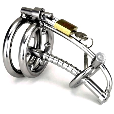 SEE-X® BDSM Keuschheitskäfig für Männer, Keuschheitsgürtel mit genopptem Zwangsdilator und Dornen im Penisring, Keuschheit-Kä