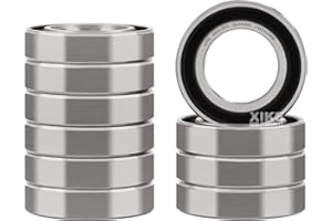 XIKE 10 Pcs 6802-2RS Bearings 15x24x5mm, Double Rubber Seals and Pre-Lubricated, Deep Groove Ball Bearing.