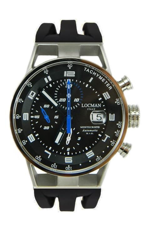 Locman Montecristo Automatik/Herrenuhr / schwarzes Zifferblatt, Edelstahlgehäuse und Titan/Silikon Armband schwarz/ref. 0516A