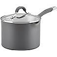 Circulon Radiance Hard-Anodized Nonstick Straining Saucepan, 3-Quart, Gray