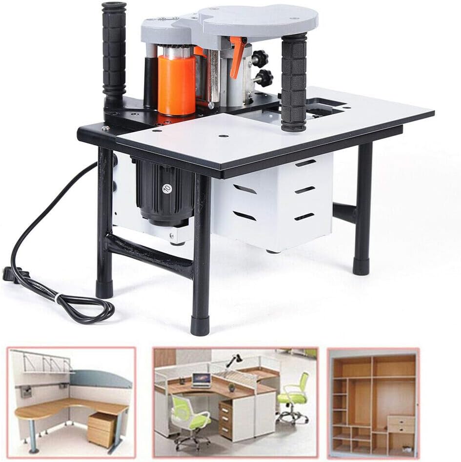 110V Portable Woodworking Edge Banding Machine, Double Glue Automatic Benchtop Edge Bander, US Stock