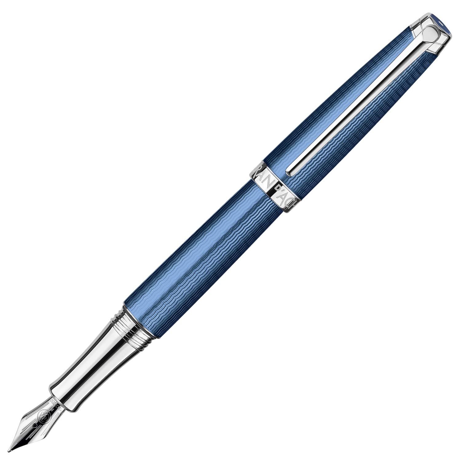 Caran d'Ache CD4799.168 Leman Grand Blue Silver Plated/Rhodium Coated Fountain Pen