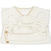 MORI Baby Knitted Kimono Romper and Hat Set - Soft Cotton Wool Blend - Footed Romper with Wooden Buttons - Cozy Baby Clothes