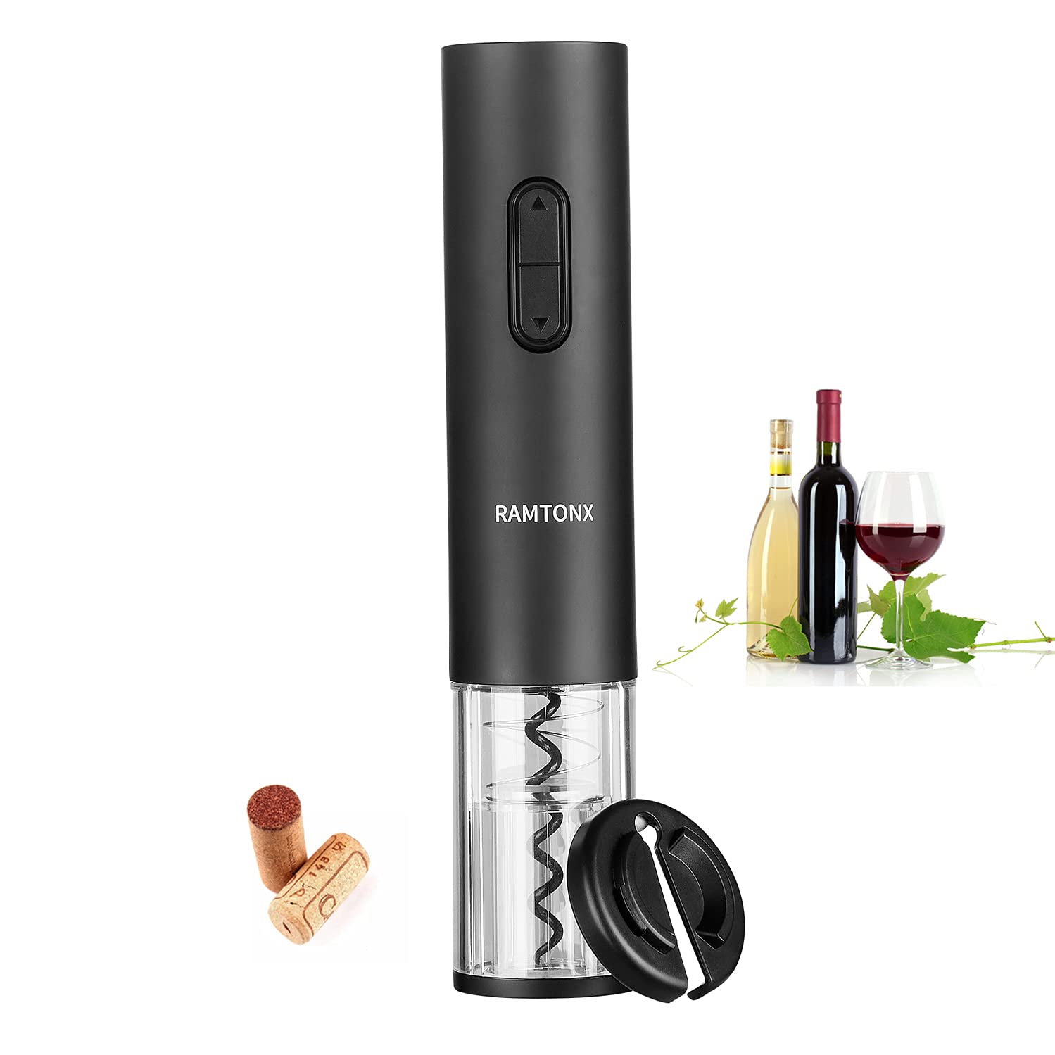 Photo 1 of Electric Wine Bottle Opener, Wine Opener Corkscrew Key Set with Foil Cutter,Automatic Reusable Easy Carry Black Wine Opener Gift for Waiter Women in Home Kitchen Party Bar Outdoor
