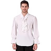 ThePirateDressing Pirate Gothic Renaissance Medieval Cosplay Costume Shirt C1563 [White] [Large]